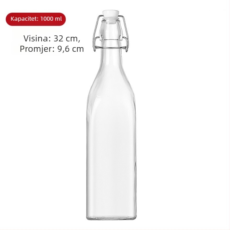 Prozirna staklena boca s zaključavanjem za enzime, sokove i fermentaciju vina, domaće voćno vino