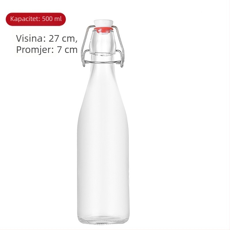 Prozirna staklena boca s zaključavanjem za enzime, sokove i fermentaciju vina, domaće voćno vino