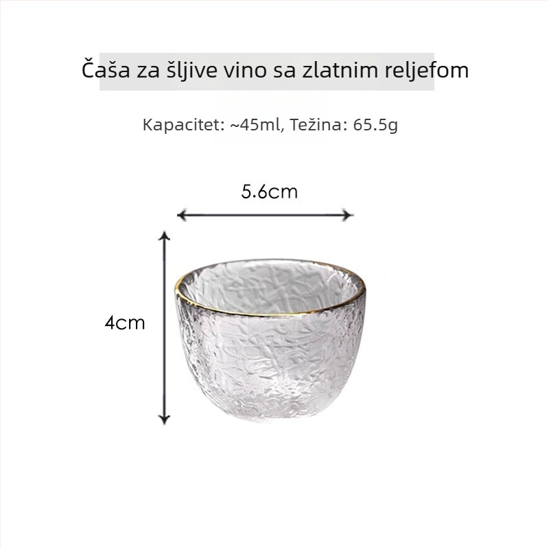 Japanski stil kristalna čajna šalica s pozlaćenjem, za kućnu upotrebu – samostalna Gongfu šalice čaja