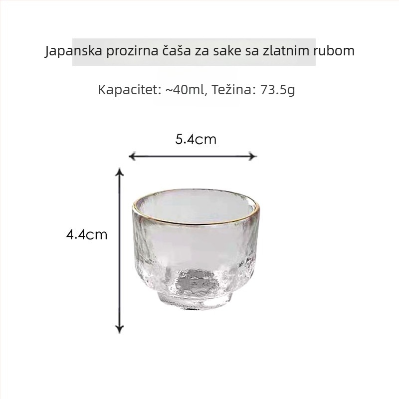 Japanski stil kristalna čajna šalica s pozlaćenjem, za kućnu upotrebu – samostalna Gongfu šalice čaja