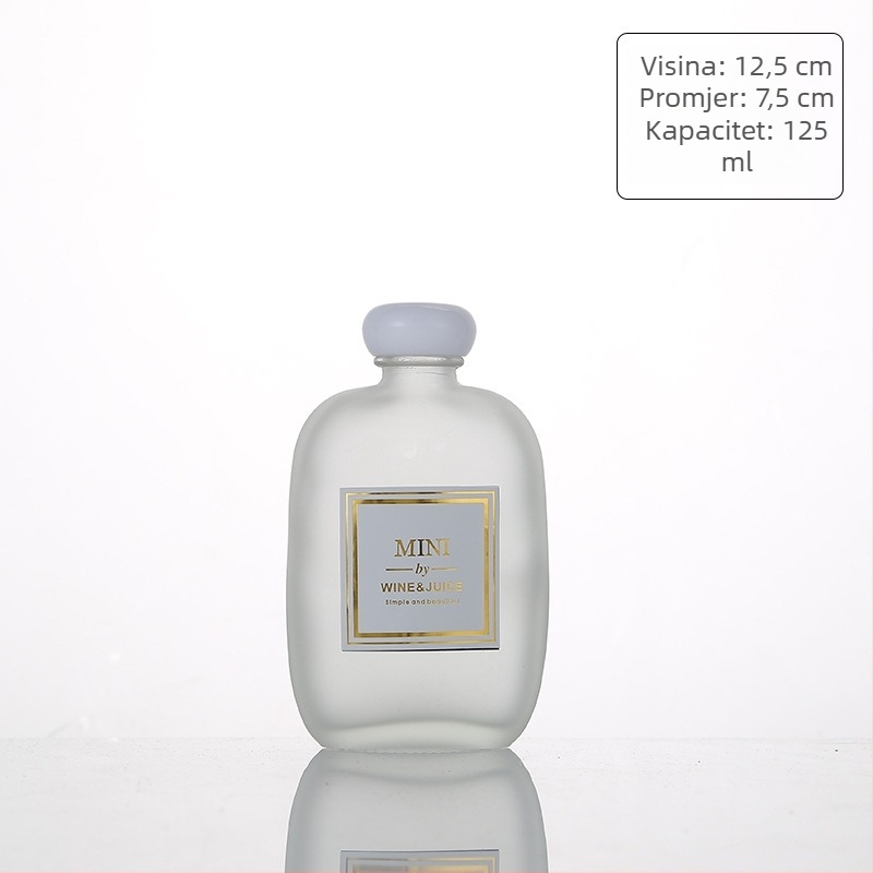 Staklena bočica za napitke – sok, vino i kava; proziran ili mat završetak; kapacitet 100–500 ml; zatvarači od drveta, aluminija, pluta ili polimera