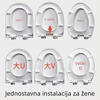 Debeli poklop za WC od smole urea-formaldehid, velik u obliku U, V, O ili kvadrat, klasičan stil, mekan zatvarač, univerzalni poklop za WC