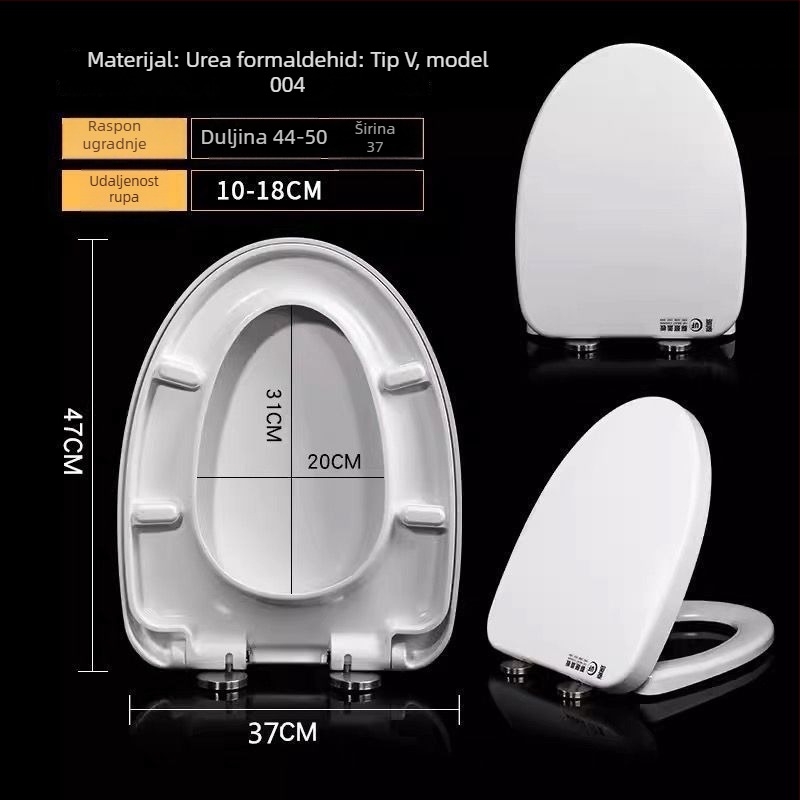 Debeli poklop za WC od smole urea-formaldehid, velik u obliku U, V, O ili kvadrat, klasičan stil, mekan zatvarač, univerzalni poklop za WC