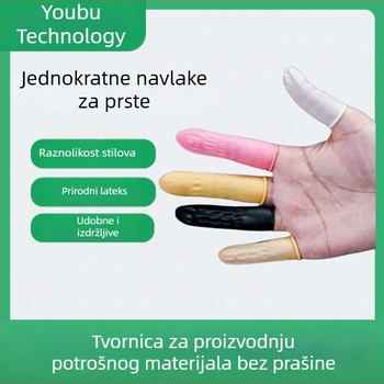 Lateksne prstne navlake, jednokratne, bez prašine, antistatične, za salon ljepote i tetoviranje, bijelo-bež