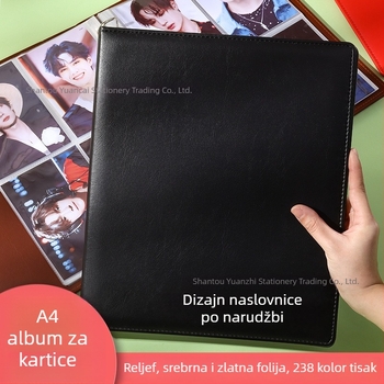 A4 kožni album za kartice s 9 džepova u mreži, rastavljivi listovi, za suvenir fanova, 50 stranica, moguć tisak logotipa.