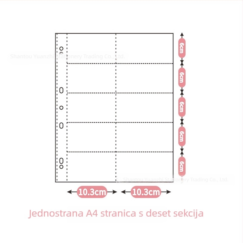 A4 kožni album za kartice s 9 džepova u mreži, rastavljivi listovi, za suvenir fanova, 50 stranica, moguć tisak logotipa.