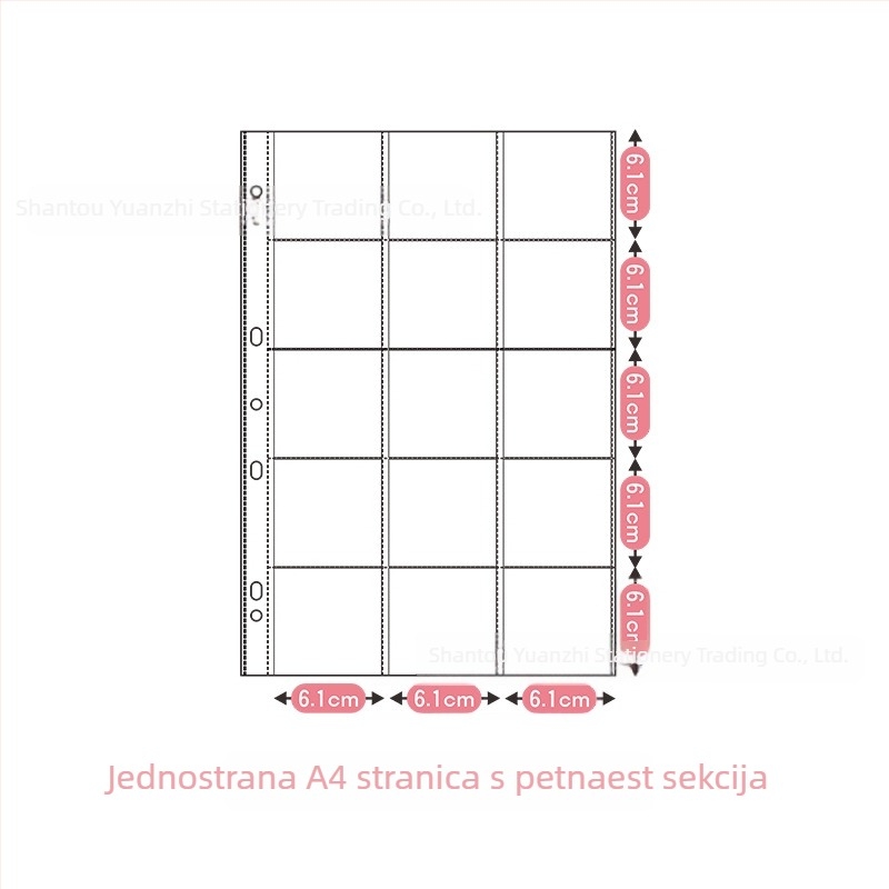A4 kožni album za kartice s 9 džepova u mreži, rastavljivi listovi, za suvenir fanova, 50 stranica, moguć tisak logotipa.
