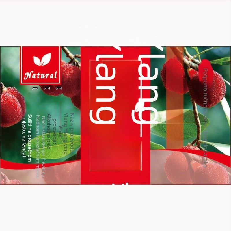 Kraft samoljepljiva etiketa za boce voća vina, kvadratna, 9 × 5,5 cm, dizajn Peach Blossom, Bayberry, Osmanthus, Mulberry, Lychee, Cherry, Dragon Fruit, Hawthorn, Green Plum, Blueberry, Rose i Renzijiu