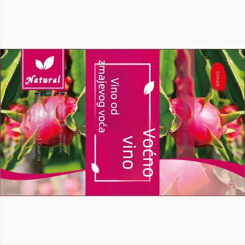 Kraft samoljepljiva etiketa za boce voća vina, kvadratna, 9 × 5,5 cm, dizajn Peach Blossom, Bayberry, Osmanthus, Mulberry, Lychee, Cherry, Dragon Fruit, Hawthorn, Green Plum, Blueberry, Rose i Renzijiu