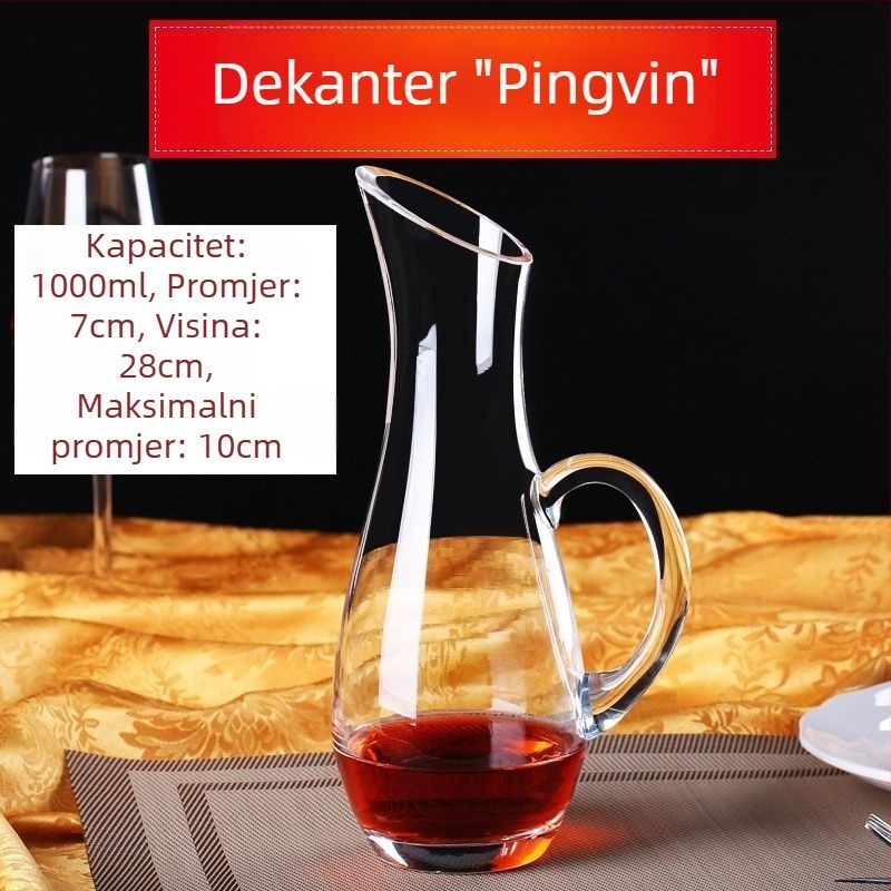 Mali brzi dekantor od bezolovnatog kristalnog stakla za crveno vino, europskog stila, personalizirani dekantor