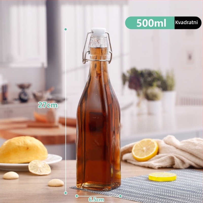 Staklena boca za kućnu proizvodnju s kopčastim zatvaračem, višenamjenska boca za napitke, sokove i ulje, 250–1000 ml