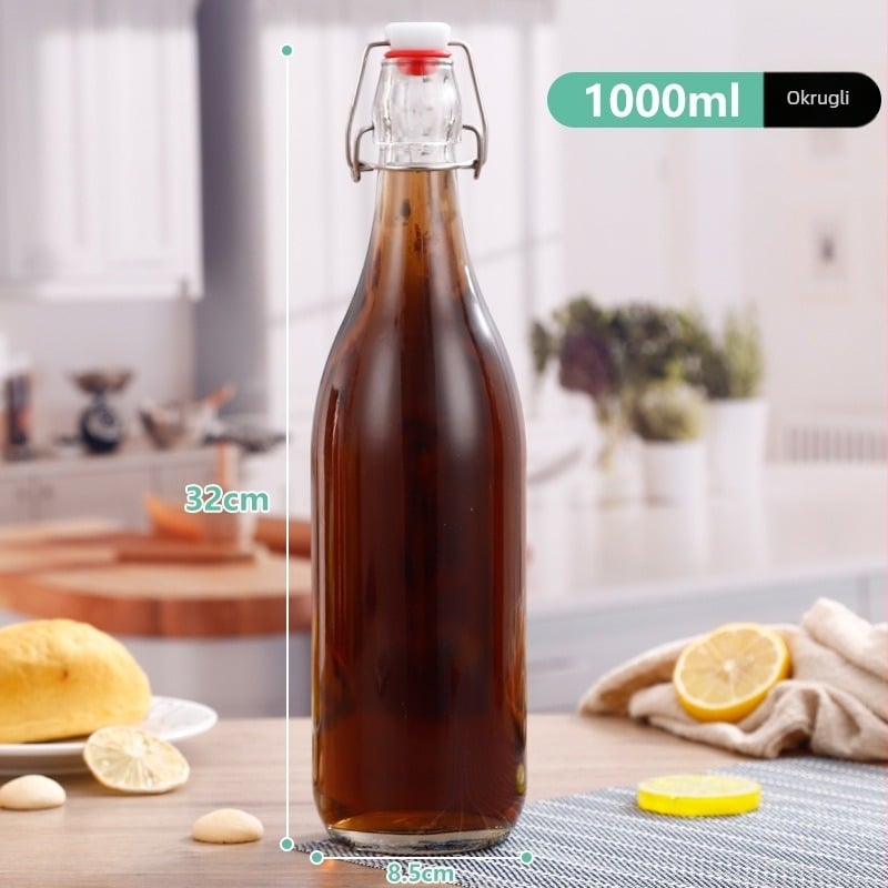 Staklena boca za kućnu proizvodnju s kopčastim zatvaračem, višenamjenska boca za napitke, sokove i ulje, 250–1000 ml