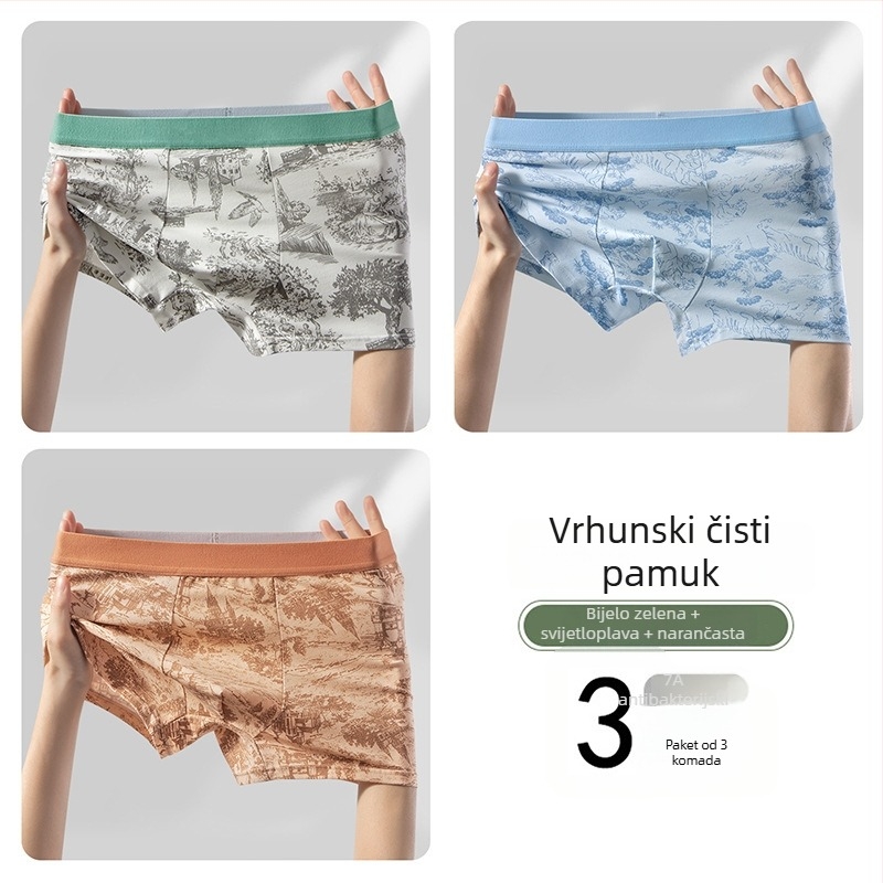 Nova muška gaćica u kineskom stilu s antibakterijskim panelom od svile mulberry, prozračan pamuk, srednja visina, boxer briefs
