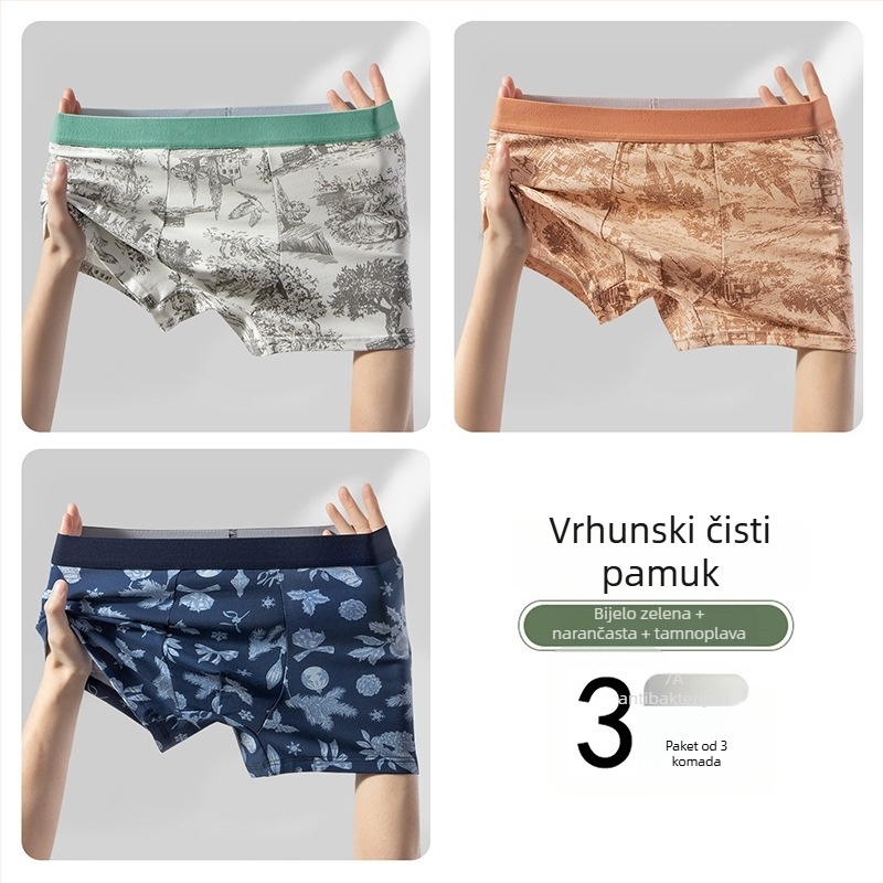Nova muška gaćica u kineskom stilu s antibakterijskim panelom od svile mulberry, prozračan pamuk, srednja visina, boxer briefs