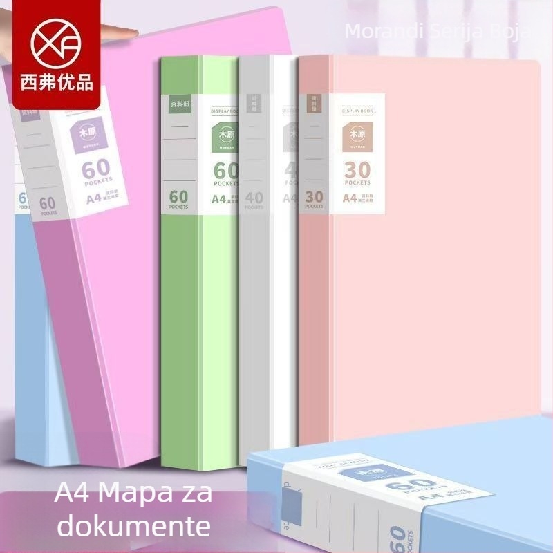 A4 prozirna mapa za učenike — organizator certifikata i ispitnih radova, 60 stranica, PP materijal