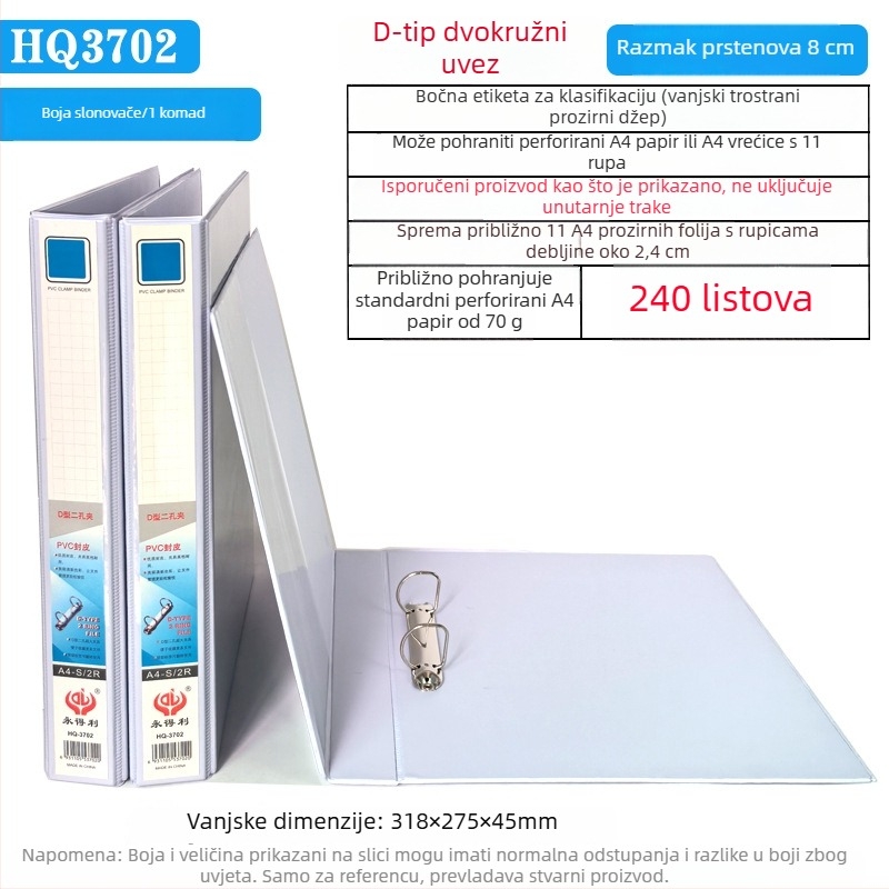 Ever Gain A4 registrator s PVC trostrukim umetcima i koricom