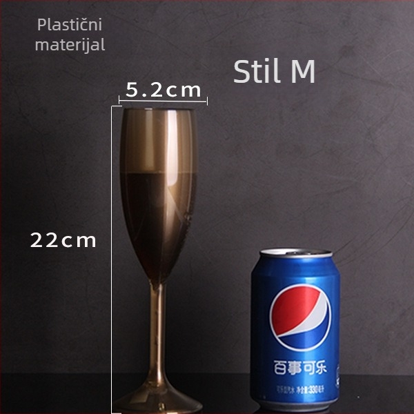 Prozirna akrilna čaša za šampanjac i koktele, plastična, 200–300 ml