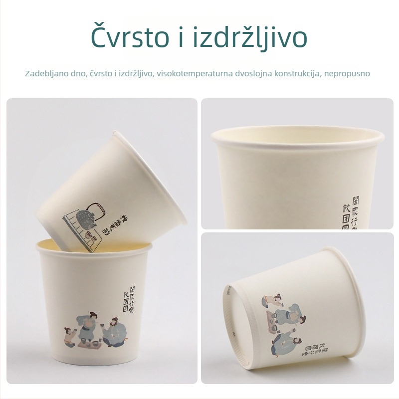 Debeli jednokratni papirnati čašice za vruće napitke, kapacitet 248 ml, paket od 50 komada