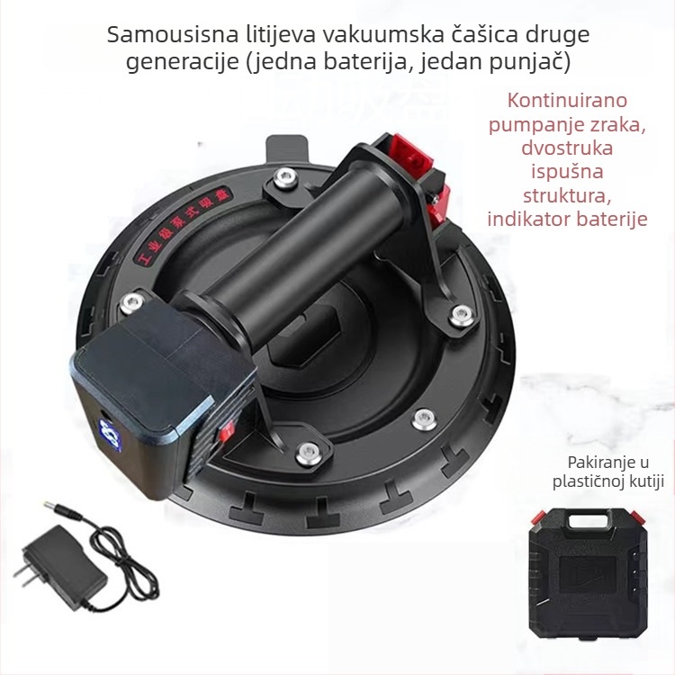 Vakuumska sisačica za pločice i staklo, s ručnom pumpom, snažan usis, za podizanje velikih ploča
