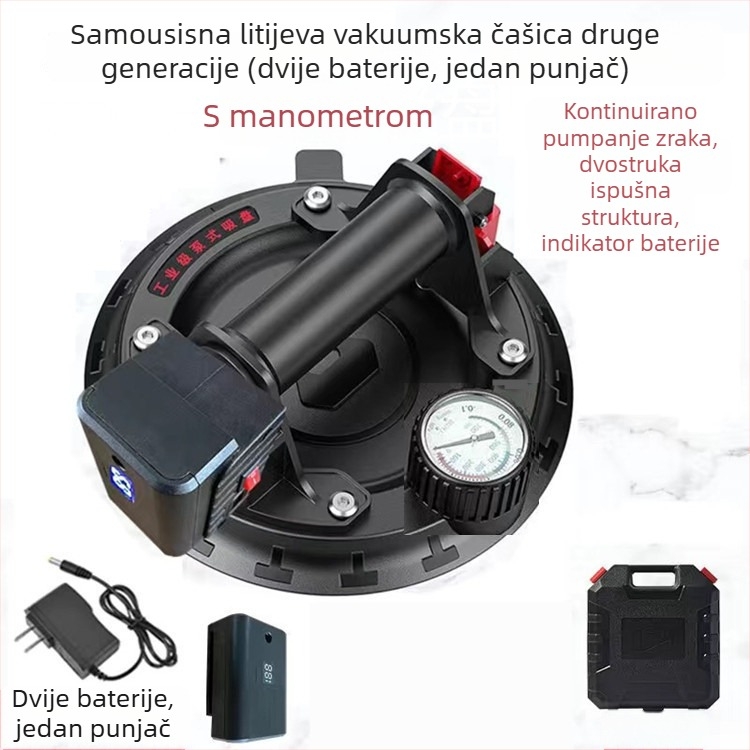 Vakuumska sisačica za pločice i staklo, s ručnom pumpom, snažan usis, za podizanje velikih ploča