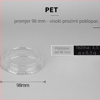 Jednokratna prozirna šalica za kavu za hladna pića i mliječni čaj, promjer 98 mm, kapacitet 500 ml