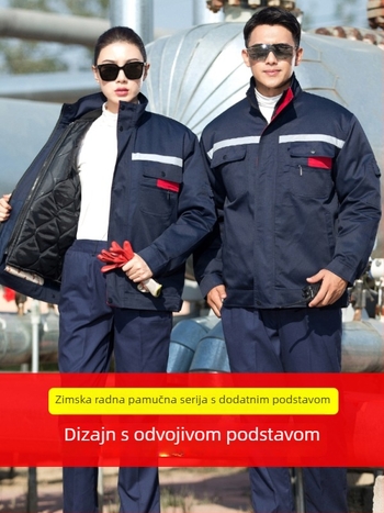 Muška zimska pamučna radna jakna, antistatinska, otporna na prljavštinu, punjena pamukom