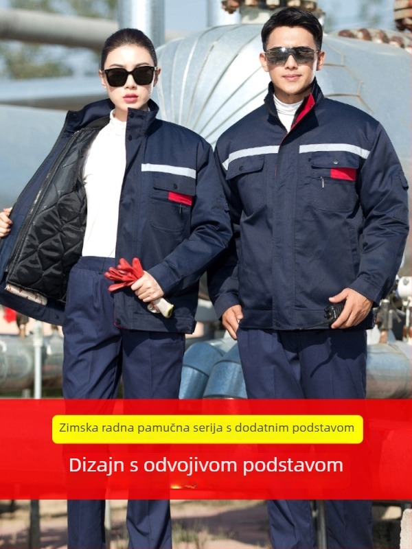 Muška zimska pamučna radna jakna, antistatinska, otporna na prljavštinu, punjena pamukom