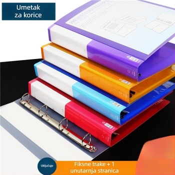 Prozirni D-prstenasti fascikl za dokumente, četiri rupe, A4 formata, s umetnim listovima