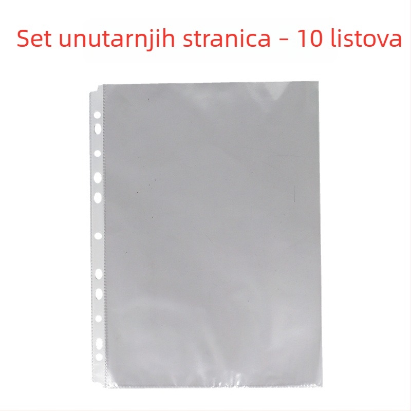 Prozirni D-prstenasti fascikl za dokumente, četiri rupe, A4 formata, s umetnim listovima