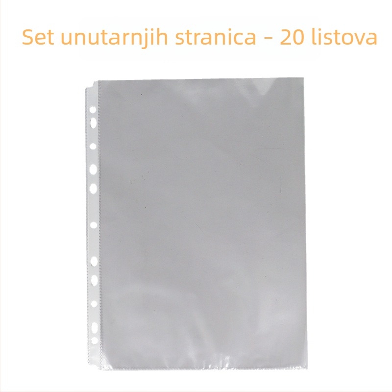 Prozirni D-prstenasti fascikl za dokumente, četiri rupe, A4 formata, s umetnim listovima