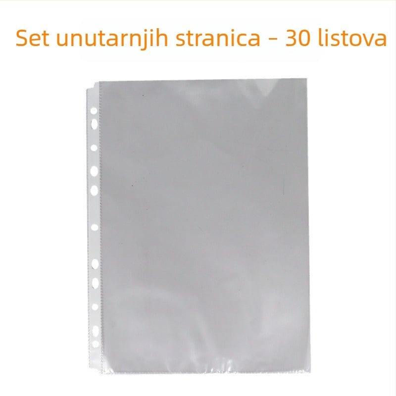 Prozirni D-prstenasti fascikl za dokumente, četiri rupe, A4 formata, s umetnim listovima