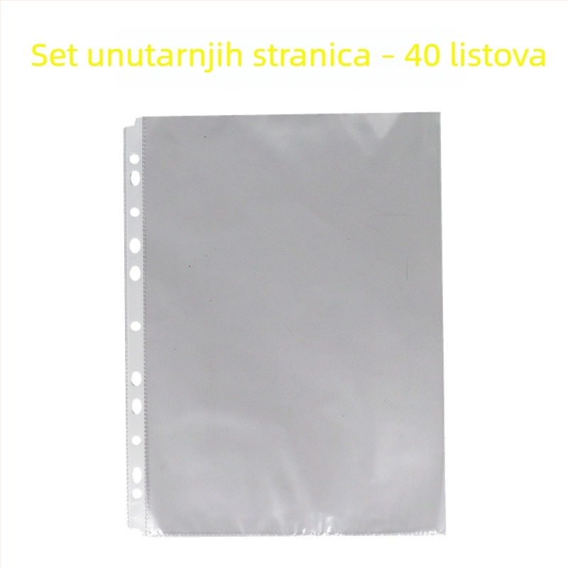 Prozirni D-prstenasti fascikl za dokumente, četiri rupe, A4 formata, s umetnim listovima