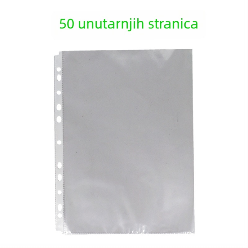 Prozirni D-prstenasti fascikl za dokumente, četiri rupe, A4 formata, s umetnim listovima