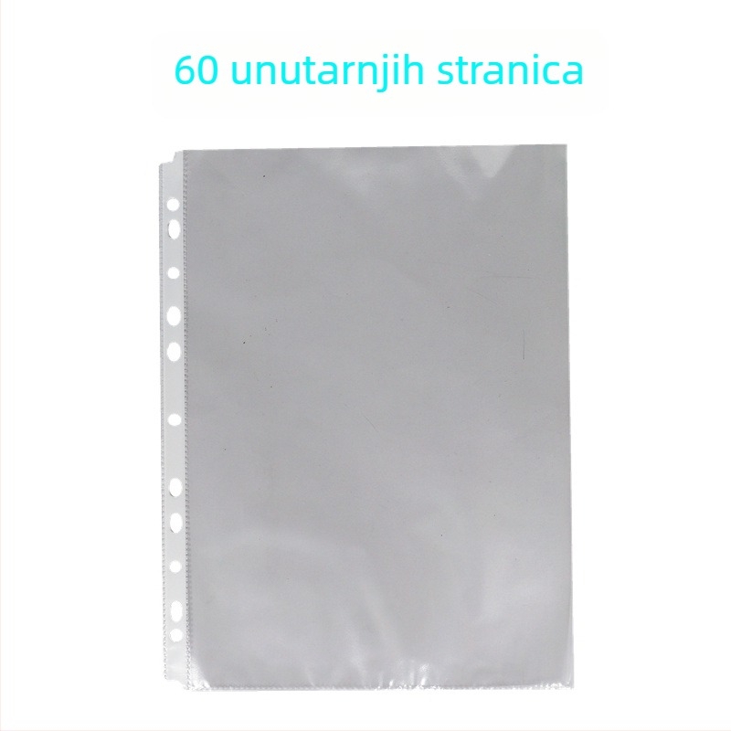 Prozirni D-prstenasti fascikl za dokumente, četiri rupe, A4 formata, s umetnim listovima