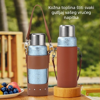 Kožna futrola za čašu od PU kože, poluzatvoren dizajn, za titan čašu, prijenosna ručna futrola, izrađeno po mjeri
