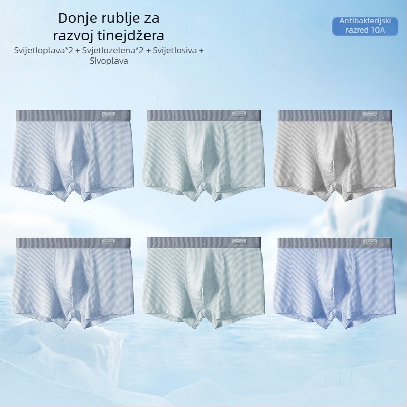 Ya Lu boxeri za mlade muškarce od Ice Silk tijekom razvoja, srednjoškolci, ljeto, plus veličina, antibakterijski prepona