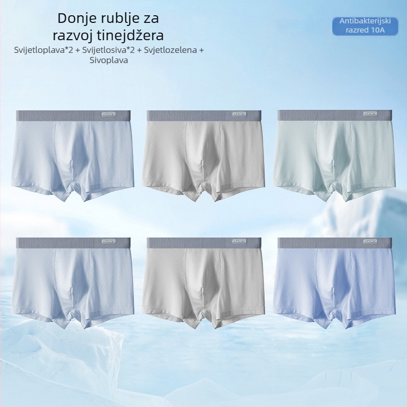 Ya Lu boxeri za mlade muškarce od Ice Silk tijekom razvoja, srednjoškolci, ljeto, plus veličina, antibakterijski prepona