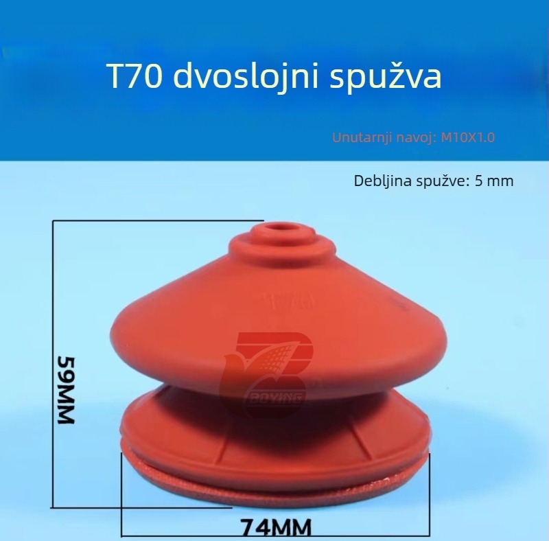 Pribor za robotsku ruku: snažan jednostruka i dvostruka G35 T20 valovita usisna čašica s spužvom, crvena, otporna na visoke temperature