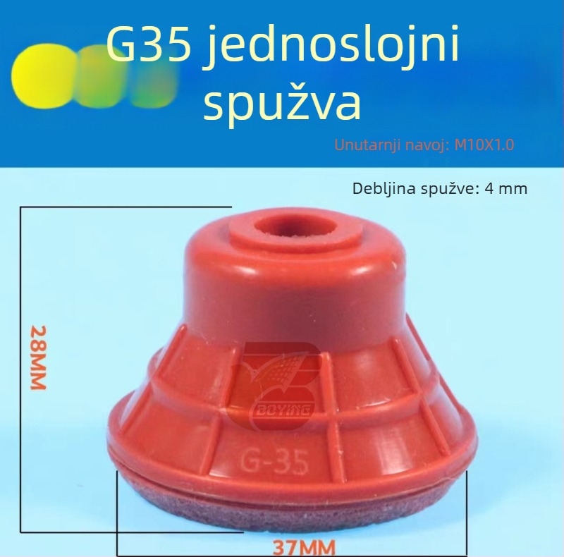 Pribor za robotsku ruku: snažan jednostruka i dvostruka G35 T20 valovita usisna čašica s spužvom, crvena, otporna na visoke temperature