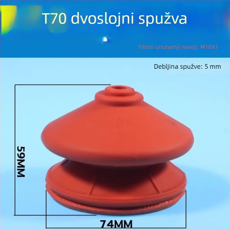 Pribor za robotsku ruku: snažan jednostruka i dvostruka G35 T20 valovita usisna čašica s spužvom, crvena, otporna na visoke temperature