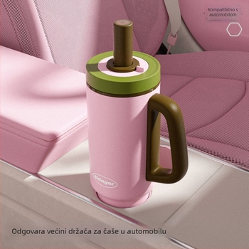 Izolirana čaša velikog kapaciteta od 316L nehrđajućeg čelika, s slamkom, za automobil, otvaranje jednim klikom