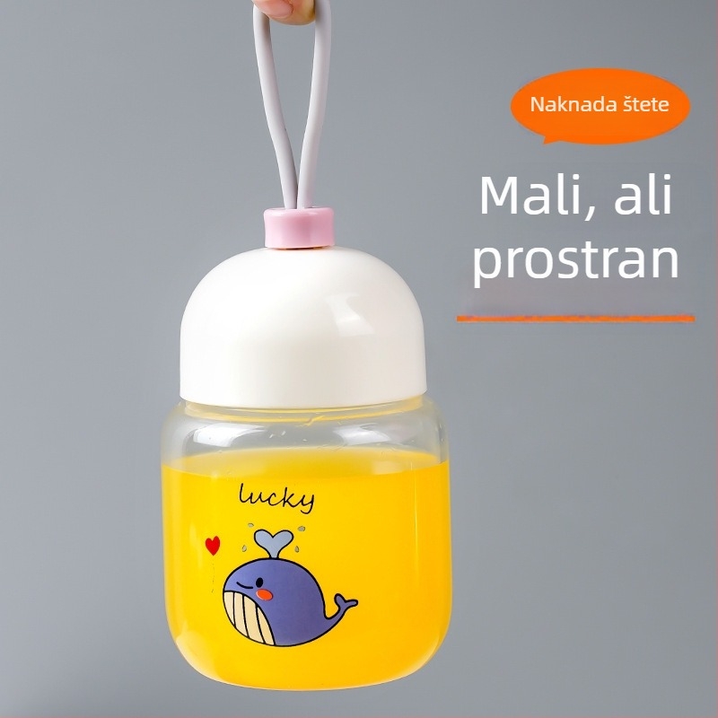 Mini staklena čaša za kućnu upotrebu, otporna na visoke temperature, kompaktna s poklopcem i slamkom, za mlijeko, kavu i sojino mlijeko.