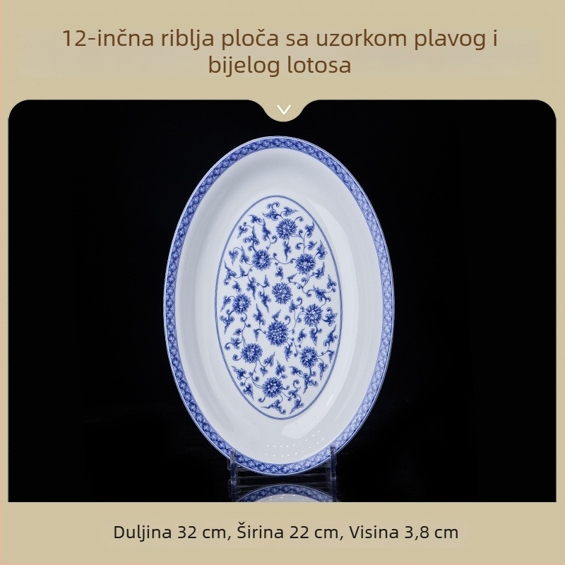 Keramička zdjela za rižu, nacionalni stil, retro plavo-bijela porcelanska keramika, elegantno keramičko posuđe za stol