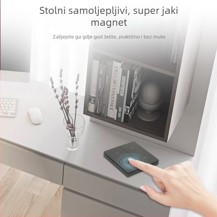 Okrugli bežični Zigbee zidni prekidač, s ljepilnim nosačem, daljinsko upravljanje, upravljanje kroz zid, za kućnu upotrebu