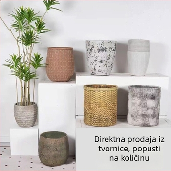 Saksija od magnezijske glinice u euro-američkom modernom umjetničkom stilu, za dnevni boravak, unutarnju i vanjsku upotrebu, podna saksija, ekstra velika veličina za zelene biljke