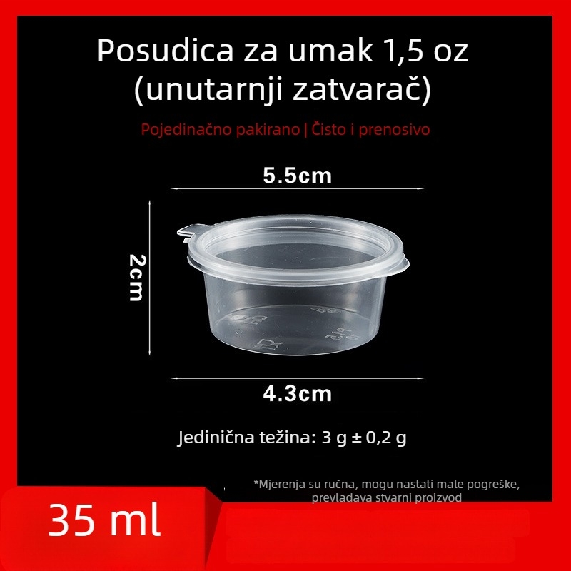 Jednokratna posuda za umak, okrugla PP posuda za umake, ocat i ulje čilija, kutija za umak, kapacitet do 100 ml, veličine 1 oz–5 oz