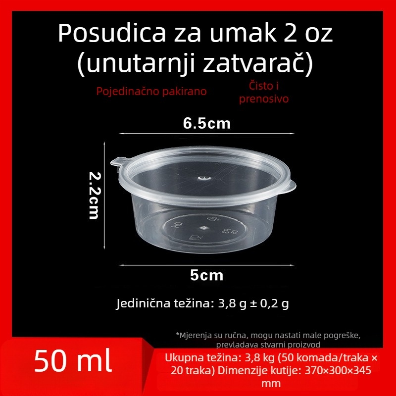 Jednokratna posuda za umak, okrugla PP posuda za umake, ocat i ulje čilija, kutija za umak, kapacitet do 100 ml, veličine 1 oz–5 oz