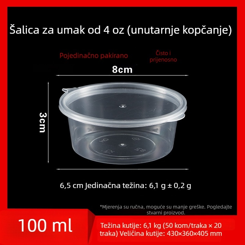 Jednokratna posuda za umak, okrugla PP posuda za umake, ocat i ulje čilija, kutija za umak, kapacitet do 100 ml, veličine 1 oz–5 oz