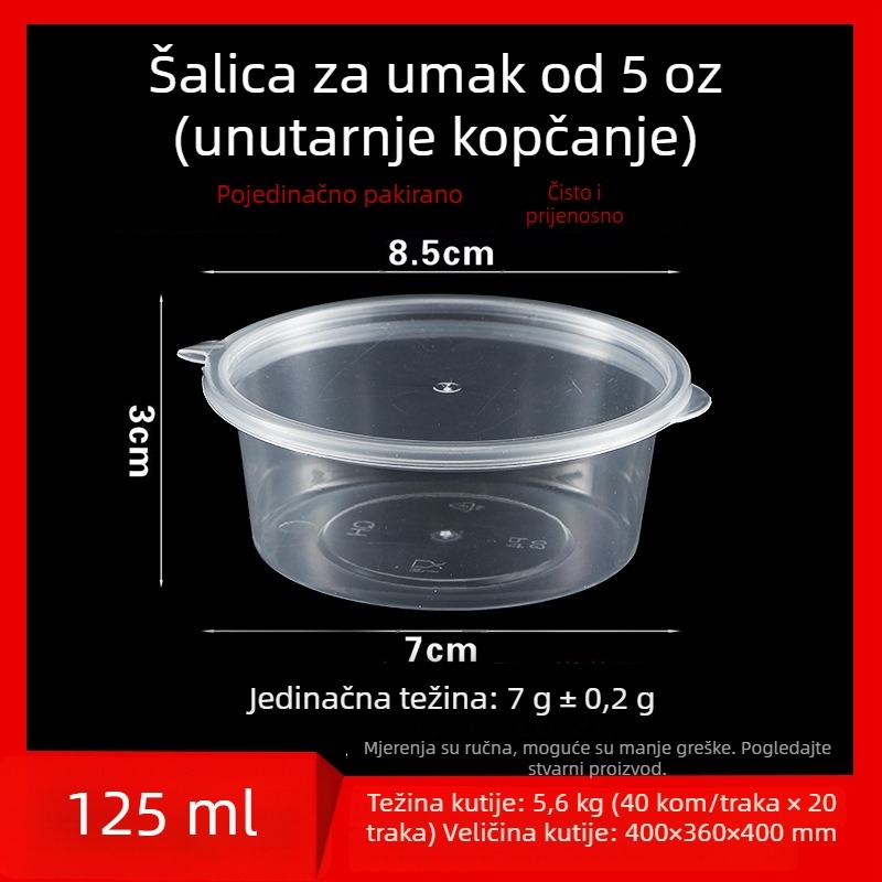 Jednokratna posuda za umak, okrugla PP posuda za umake, ocat i ulje čilija, kutija za umak, kapacitet do 100 ml, veličine 1 oz–5 oz