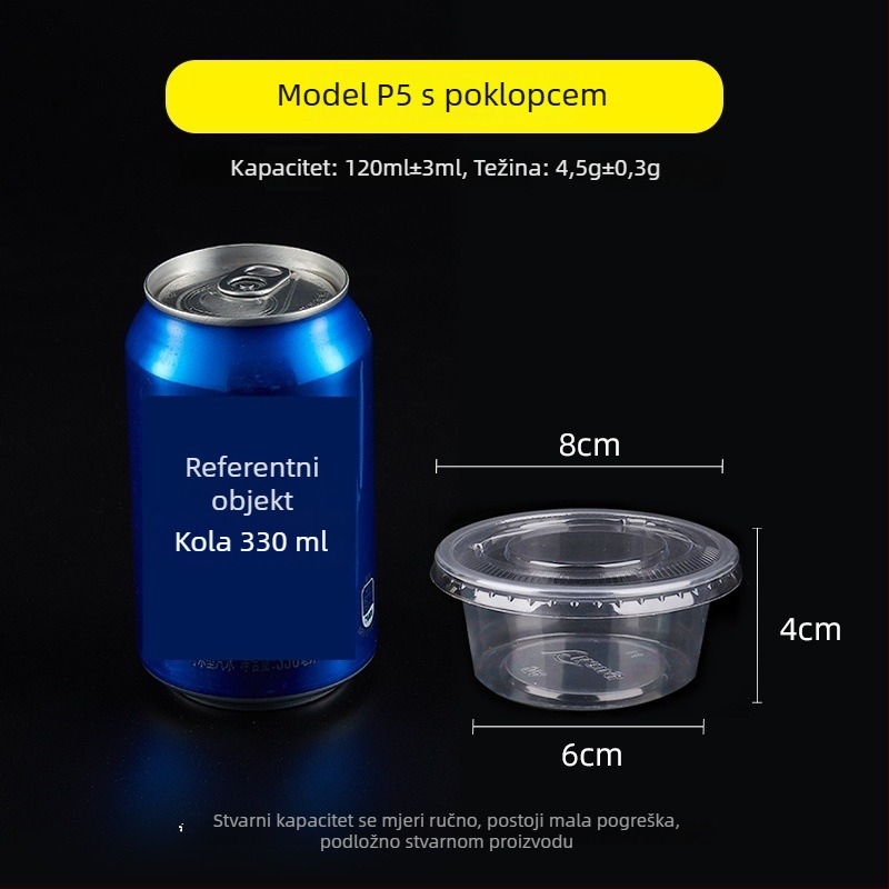 Jednokratna posuda za umak, okrugla PP posuda za umake, ocat i ulje čilija, kutija za umak, kapacitet do 100 ml, veličine 1 oz–5 oz